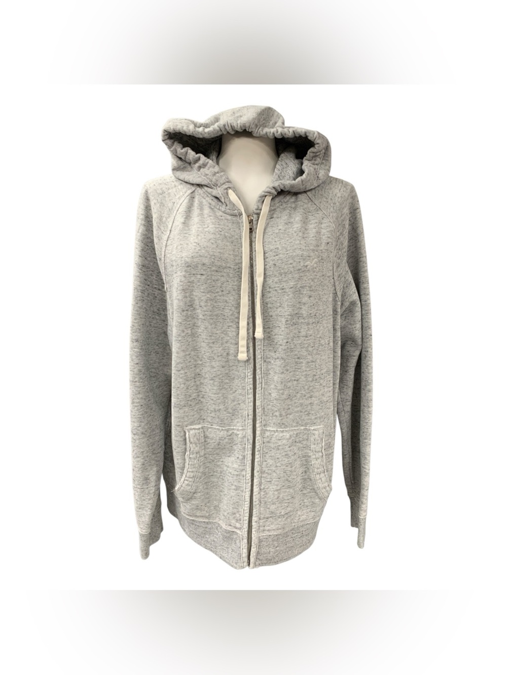 Hollister Light Gray Full-Zip Hooded Sweatshirt Size Xl